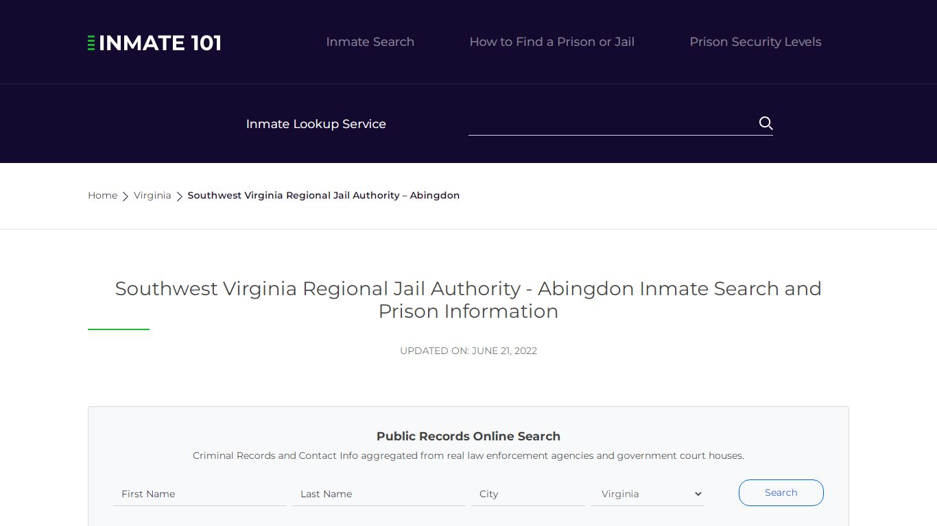 Southwest Virginia Regional Jail Authority - Abingdon ...